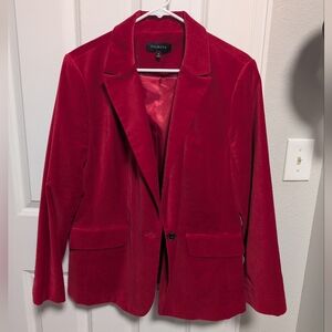 Talbot's red velvet blazer